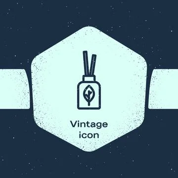 Grunge line Aroma diffuser icon isolated on blue background. Glass jar different Stock Illustration