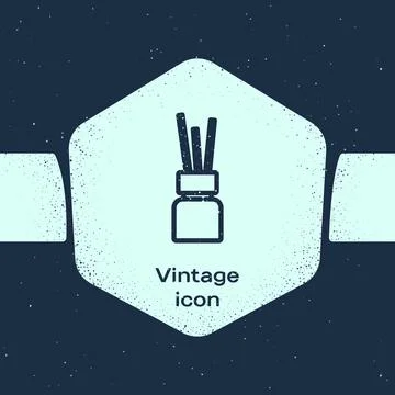 Grunge line Aroma diffuser icon isolated on blue background. Glass jar different Stockillustratie