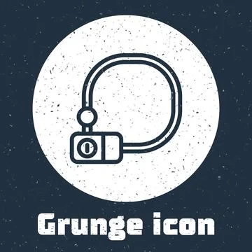 Grunge line Bicycle lock U shaped industrial icon isolated on grey background Stockillustratie