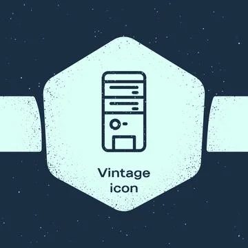 Grunge line Computer icon isolated on blue background. PC component sign Stock Illustration