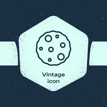 Grunge line Cookie or biscuit with chocolate icon isolated on blue background Stock Illustration