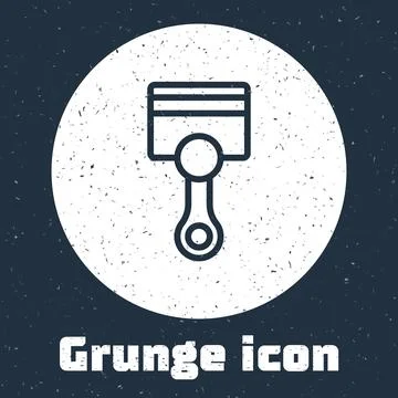 Grunge line Engine piston icon isolated on grey background. Car engine piston Stock Illustration