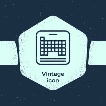 Grunge line Periodic table of the elements icon isolated on blue background 스톡 일러스트