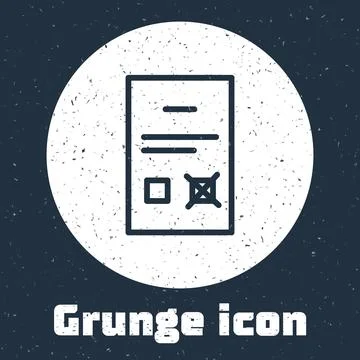 Grunge line Poll document icon isolated on grey background. Monochrome vintag Stock-Illustration