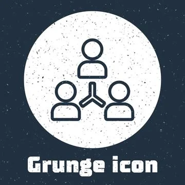 Grunge line Project team base icon isolated on grey background. Business Stock Illustration