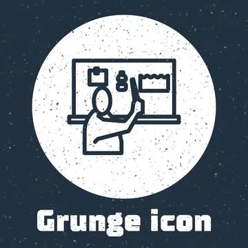 Grunge line Stop plastic pollution icon isolated on grey background. Ecologic イラスト素材