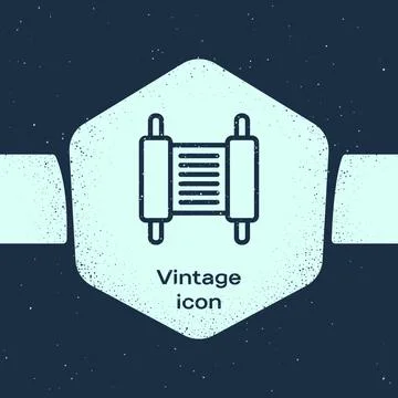 Grunge line Torah scroll icon isolated on blue background. Jewish Torah in イラスト素材