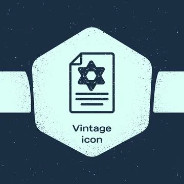Grunge line Torah scroll icon isolated on blue background. Jewish Torah in イラスト素材