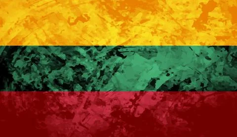 Grunge Lithuania flag. Lithuania flag with waving grunge texture. Vector back Stock-Illustration