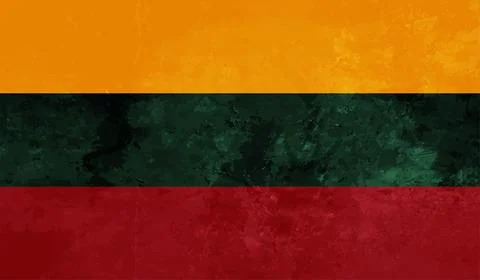 Grunge Lithuania flag. Lithuania flag with waving grunge texture. Vector back Stock Illustration