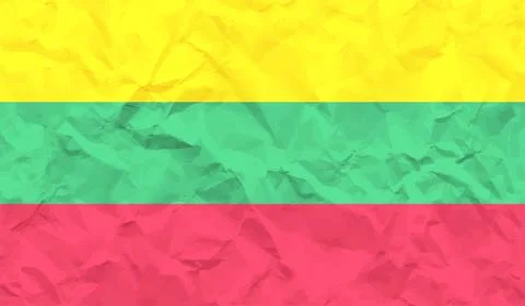 Grunge Lithuania flag. Lithuania flag with waving grunge texture. Vector back Stock Illustration