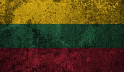 Grunge Lithuania flag. Lithuania flag with waving grunge texture. Vector back Stock Illustration