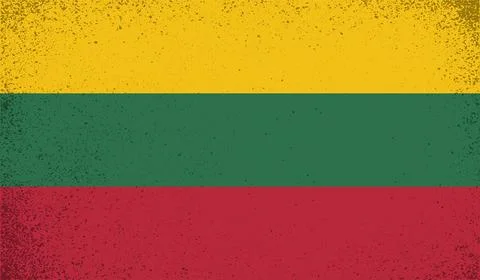 Grunge Lithuania flag. Lithuania flag with waving grunge texture. Vector back 스톡 일러스트