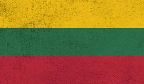 Grunge Lithuania flag. Lithuania flag with waving grunge texture. Vector back Stock Illustration