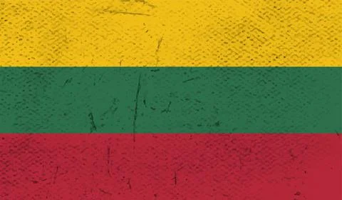 Grunge Lithuania flag. Lithuania flag with waving grunge texture. Vector back Stock Illustration