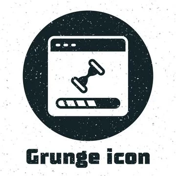 Grunge Loading a data window with a progress bar icon isolated on white 库存插图