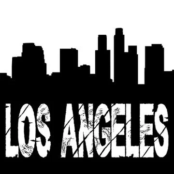 Grunge los angeles text with skyline Stock Illustration