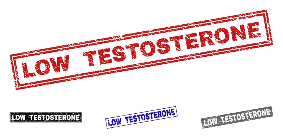 Grunge LOW TESTOSTERONE Textured Rectangle Stamps Stock Illustration