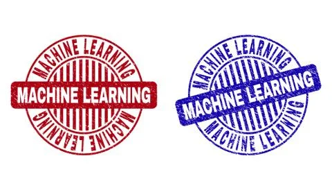 Grunge MACHINE LEARNING Scratched Round Watermarks Stock Illustration