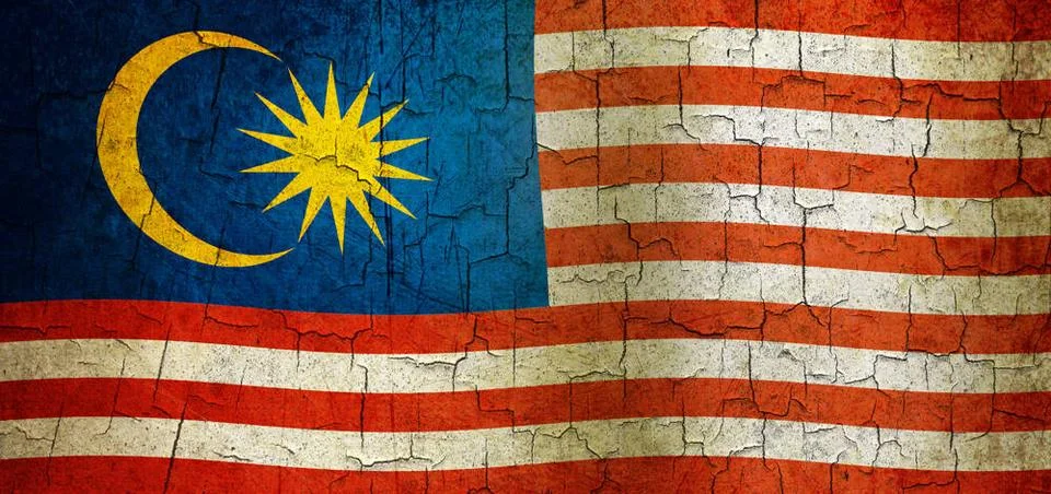 Grunge Malasia flag Malaysian flag on a cracked grunge background Copyrigh... Stock Photos
