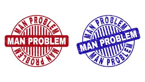 Grunge MAN PROBLEM Scratched Round Stamps Illustrazione stock