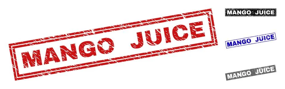 Grunge MANGO JUICE Textured Rectangle Stamp Seals Illustrazione stock