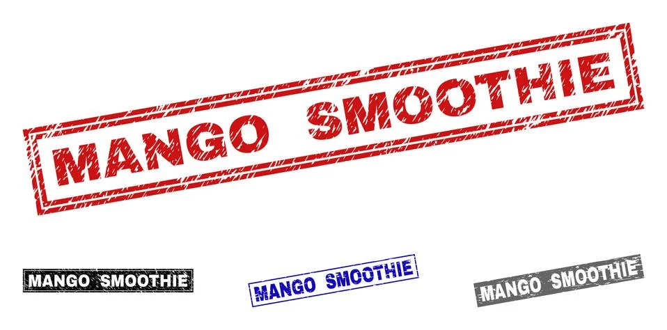 Grunge MANGO SMOOTHIE Textured Rectangle Watermarks Stock Illustration