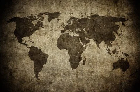 Grunge map of the world Stock Photos