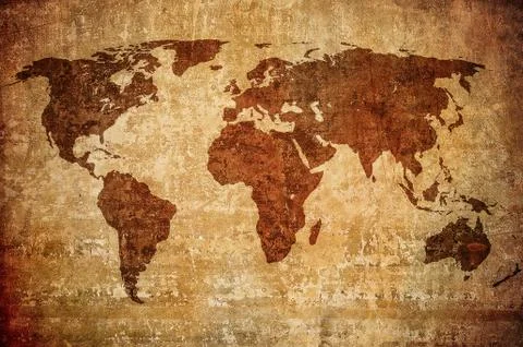 Grunge map of the world. Stock Photos