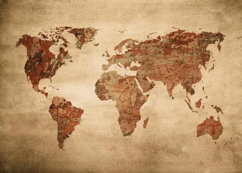 Grunge map of the world. Stock Photos