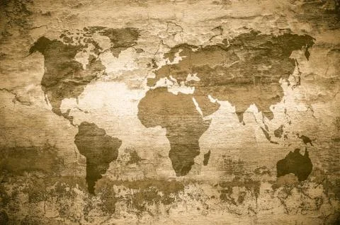 Grunge map of the world. Stock Photos