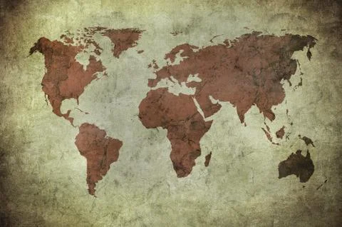 Grunge map of the world Stock Photos