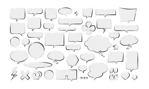 Grunge Marker Speech Bubble Vector Set Transparent Background Stock Illustration