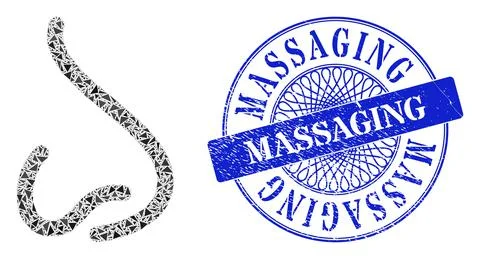 Grunge Massaging Stamp and Triangle Human Nose Mosaic Stock Illustration