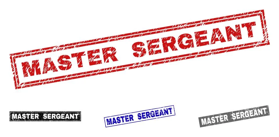 Grunge MASTER SERGEANT Scratched Rectangle Stamps Stock Illustration