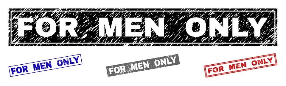 Grunge FOR MEN ONLY Scratched Rectangle Watermarks Stock Illustration