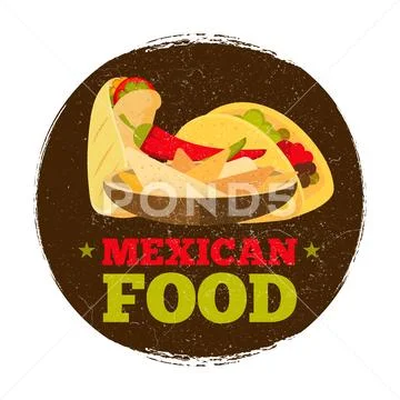 Grunge mexican food logo or badge Stock Illustration