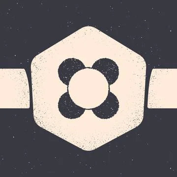 Grunge Molecule icon isolated on grey background. Structure of molecules in Stock Illustration