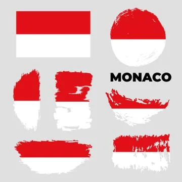 Grunge Monaco flags set. Vector stock illustration Stock Illustration