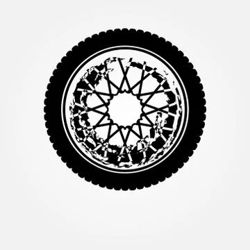 Grunge motorcycle wheel Stock Illustration