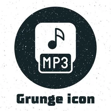 Grunge MP3 file document. Download mp3 button icon isolated on white backgr.. 스톡 일러스트