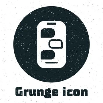Grunge New chat messages notification on phone icon isolated on white backg.. Stock Illustration