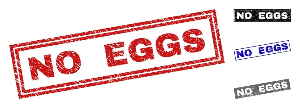 Grunge NO EGGS Scratched Rectangle Watermarks Illustrazione stock