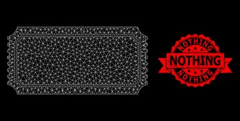 Grunge Nothing Stamp and Web Mesh Ticket Template Illustrazione stock