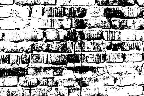 Grunge old brick texture. Vector black and white illustration 스톡 일러스트