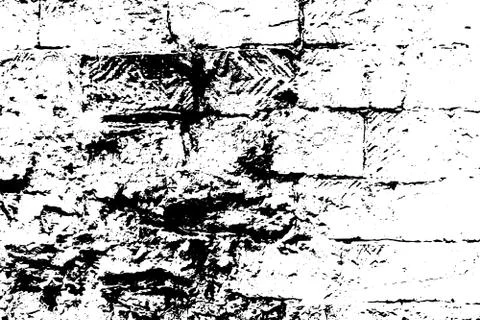 Grunge old brick texture. Vector black and white illustration Illustrazione stock