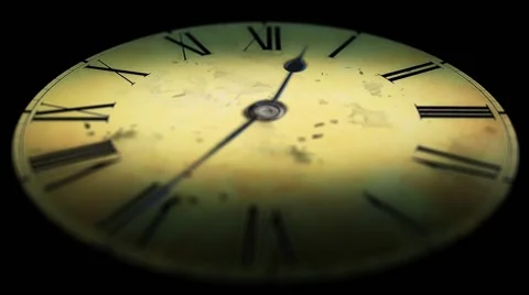 Grunge old clock in the dark. Time lapse hours Stock Footage 63040386