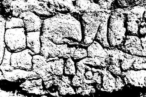 Grunge old plaster texture. Vector black and white illustration. Illustrazione stock