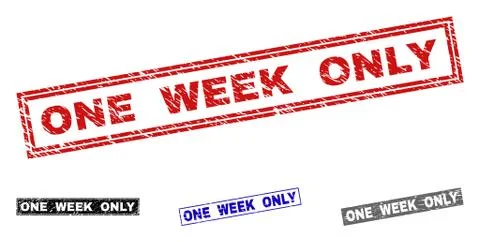 Grunge ONE WEEK ONLY Textured Rectangle Stamp Seals Stock Illustration