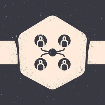 Grunge Online class icon isolated on grey background. Online education concept イラスト素材